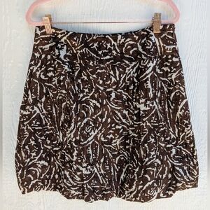 Banana Republic Bubble Bottom 100% Silk Cream Brown Skirt Women's Size 6